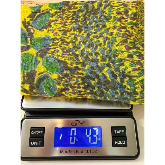 Barneys NY Floral Leopard Print Scarf 72"x27" – Lightweight Viscose Boho Wrap - Picture 7 of 7